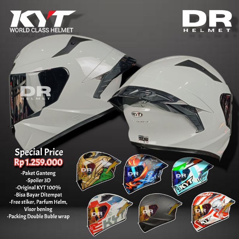 HELM KYT TT COURSE MOTIF POLOS PAKET GANTENG ORIGINAL