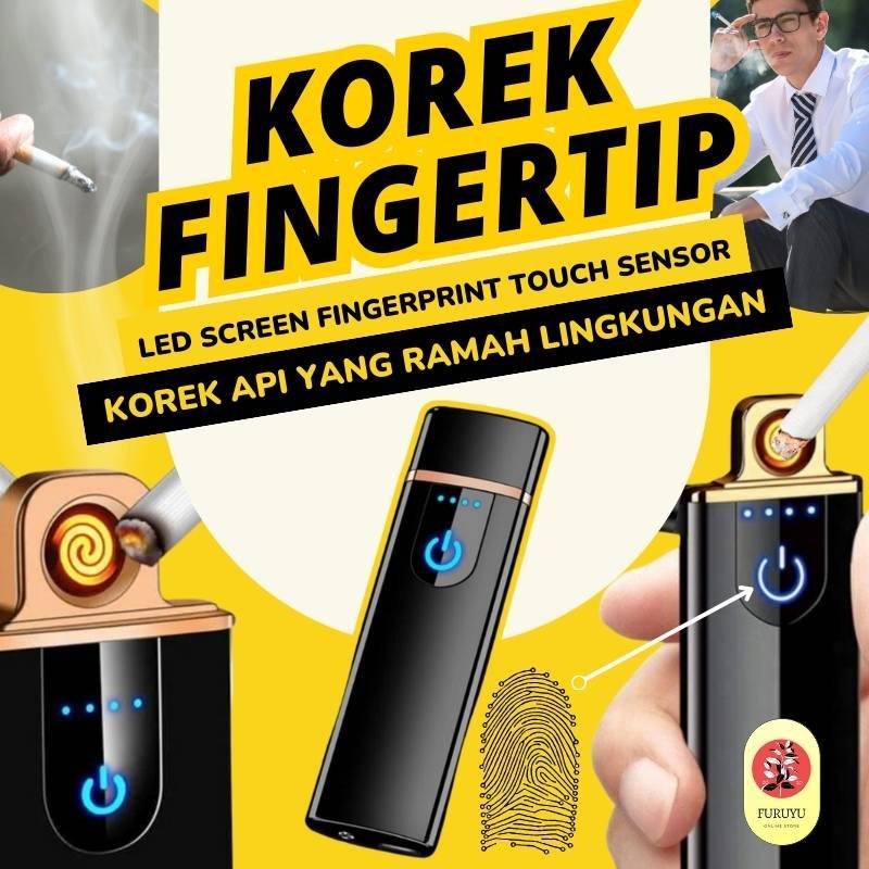 Korek Api Elektrik Electric Electrik Lighter Fingerprint  Slim Touch Sensor LED Display Pemantik Ant