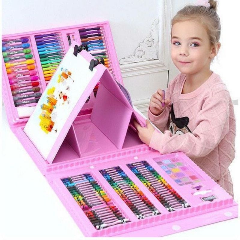 

Crayon Set Anak / Alat Menggambar Melukis Krayon / Cat Air Pensil Warna Set 208 pcs