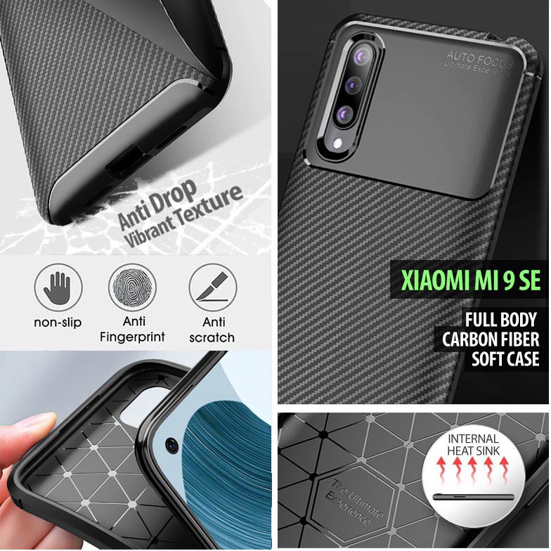 2 IN 1 Xiaomi Mi 9 SE  Mi9 SE  Full Body Carbon Fiber Soft Case