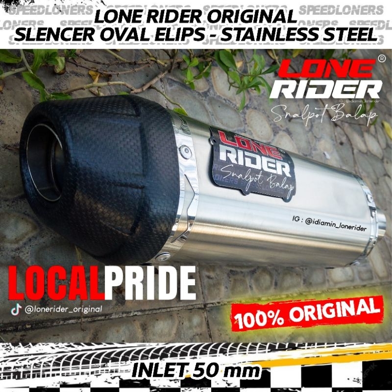 Knalpot Lone Rider Original Silincer Oval Elips Dop Inlet 50 mm