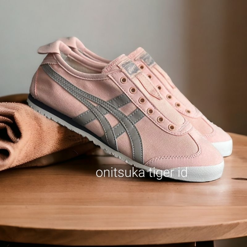 SEPATU 0NITSUKA ORIGINAL MEXICO66 SLIP-ON BREEZE PINK GREY