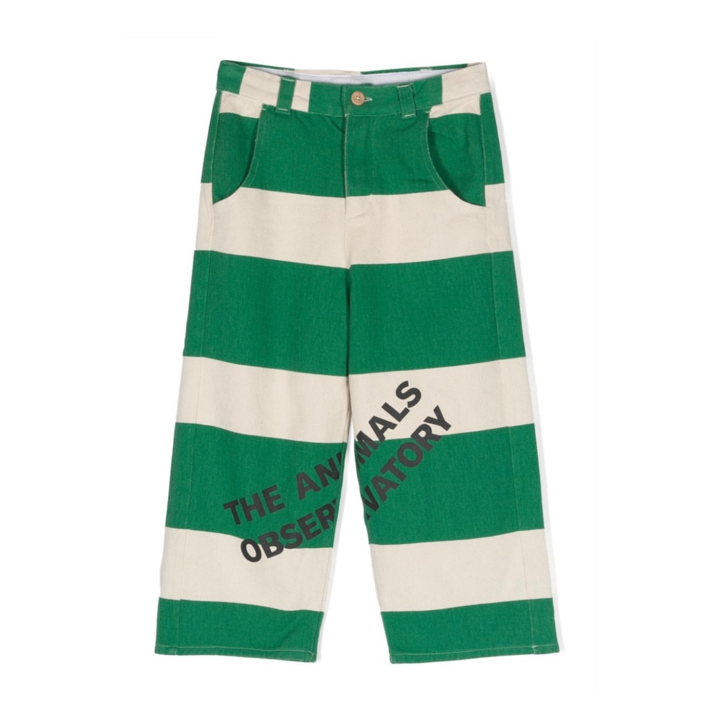 The Animal Observatory Camel Logo Embriodered Striped Trousers Celana Panjang Anak Perempuan Lelaki 
