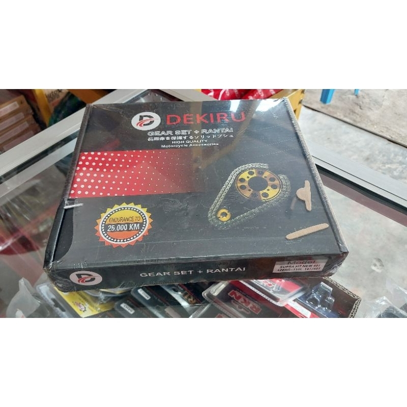 Gear set + Rantai Motor Supra X 125,Karisma,Revo Lama,Supra Fit New 40T-DEKIRU