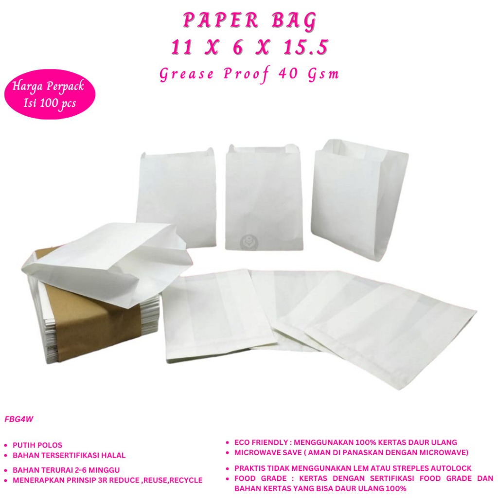 

Paper Bag Roti Size 11x6x15.5 (Isi 100 Pcs-FBG4W)