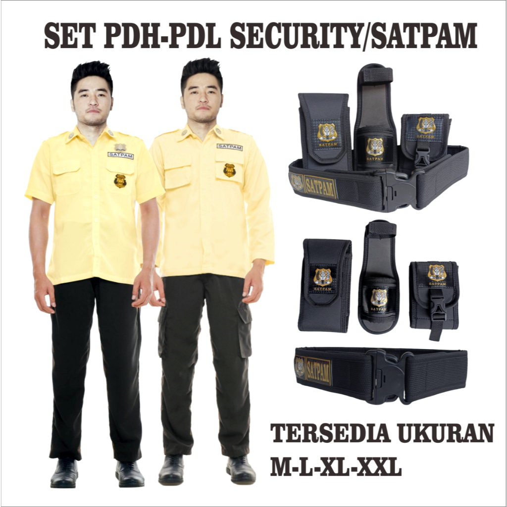 Atribut Kaos Set Kopel Dan Seragam Pdh Satpam Krem Setelan Security Cream Pakaian Dinas Harian Cokla