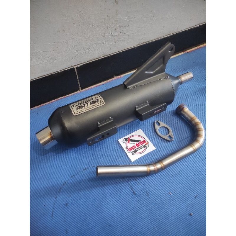 knalpot copy CMS Mio J Mio M3 leheran 26 rata Stenlis Cacing Emblem stainless Jaya Artha Racing | kn