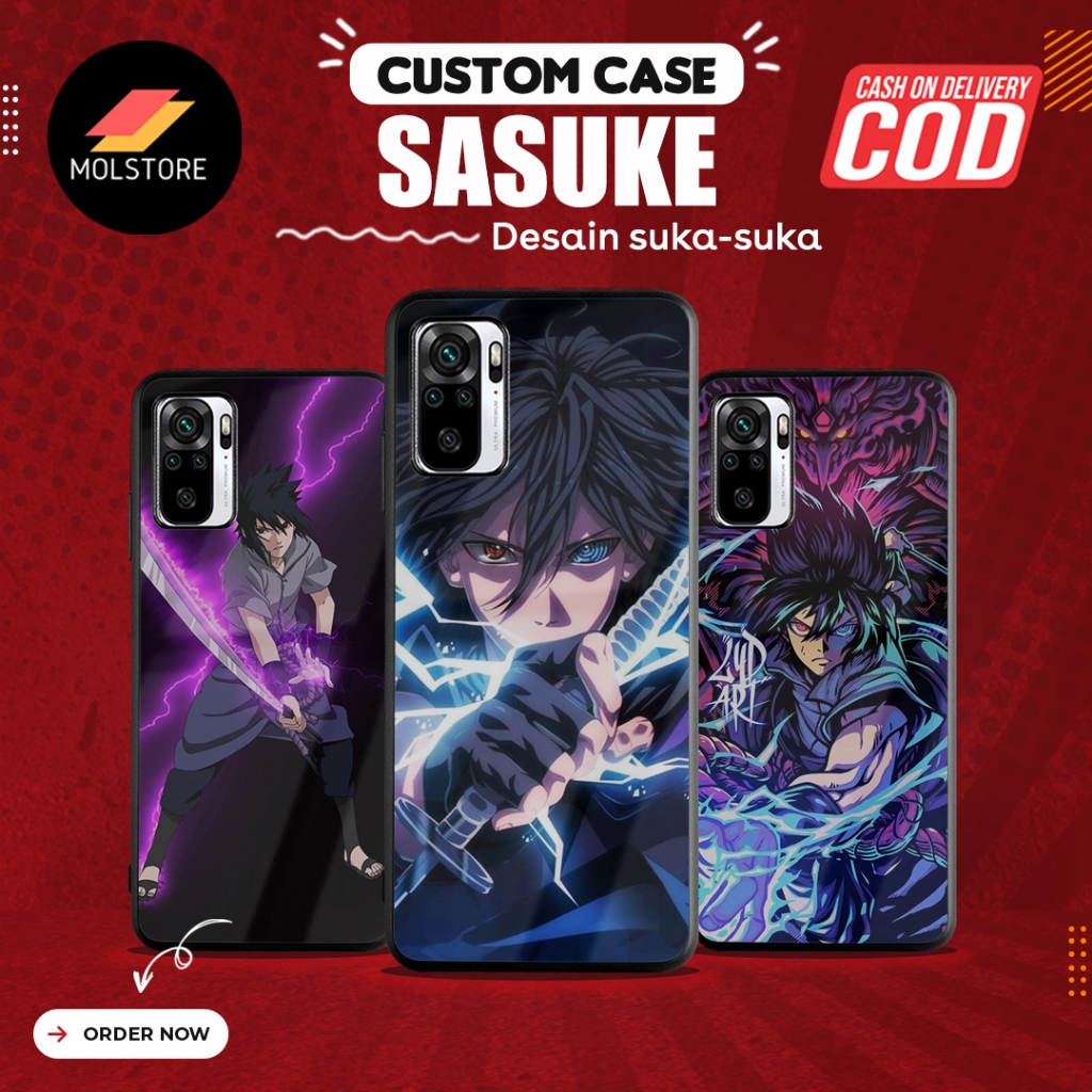 sasuke softcase glass untuk iph0ne, s4msung, viv0, 0pp0, r3alm3, r3dmi, p0co, infin1x, xia0mi