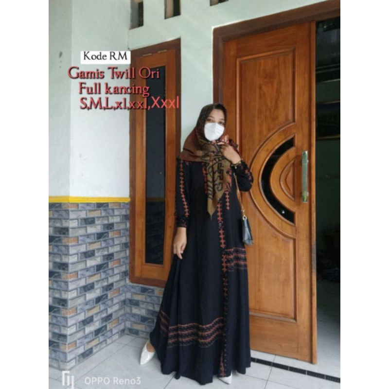 Gamis Twill Ori elka hitam manis