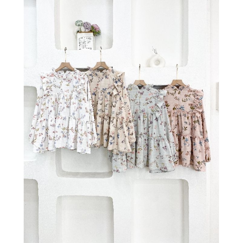 blouse kemeja import BKK crincle cringkel cringkle salur rempel blouse korean style