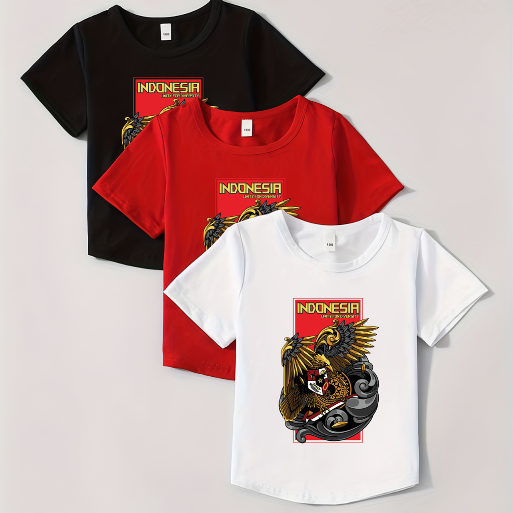 kaos anak distro Garuda merah putih laki laki perempuan