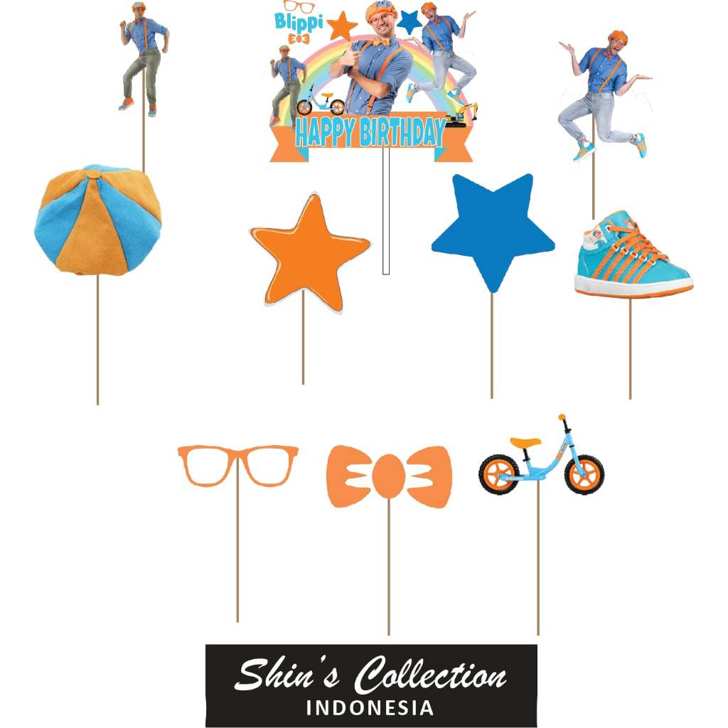 Cake topper Blippi Adult NEW isi 10 pcs
