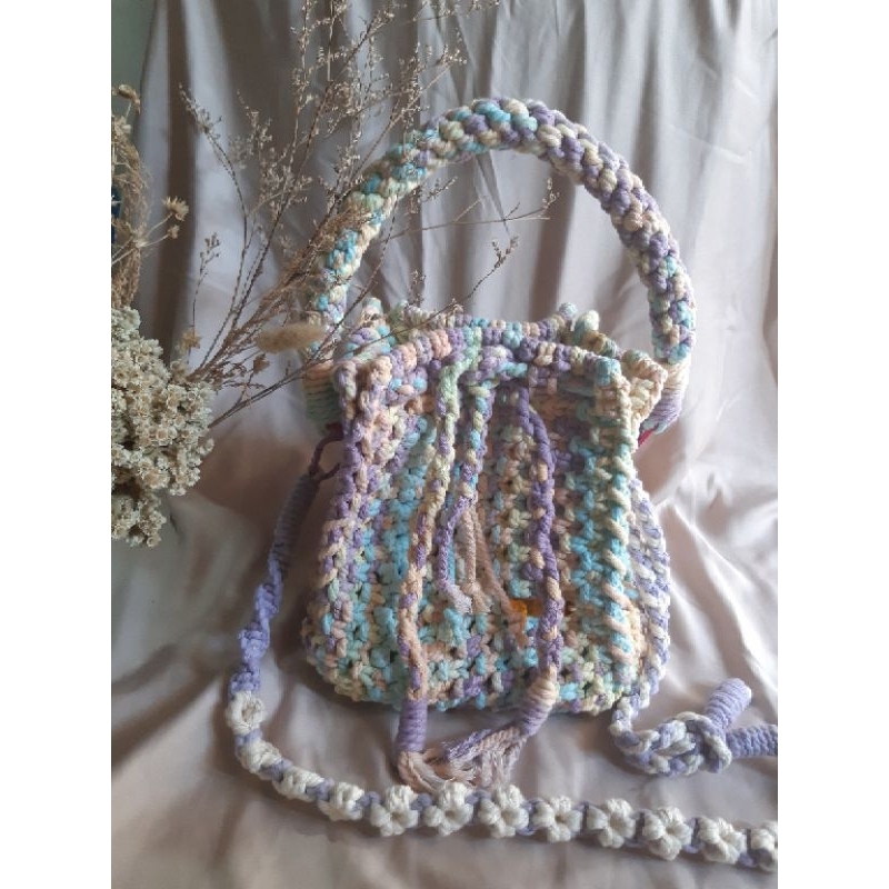 Macrame Bucket Bag Besar | Tas Macrame | Sling Bag | Shoulder Bag