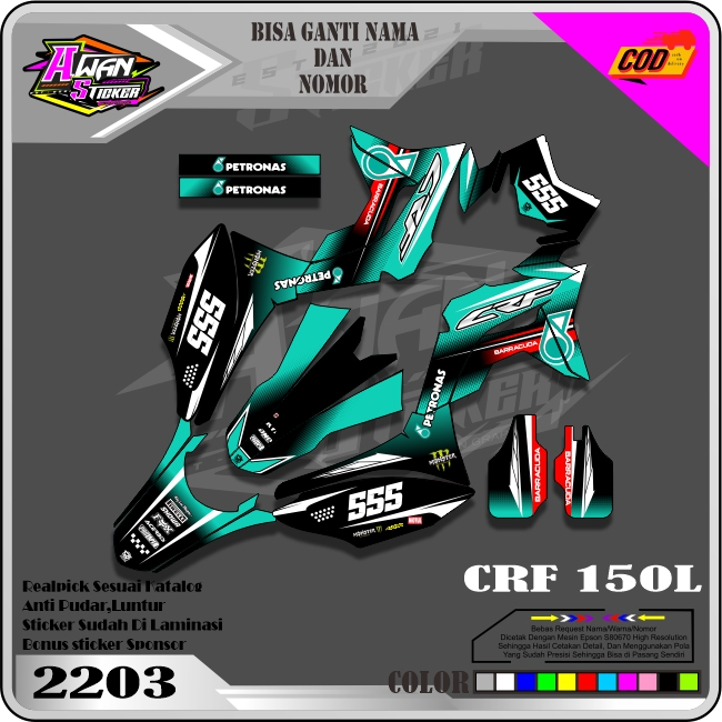 Decal Sticker Motor Cross Crf 150L Fullbody - Dekal Stiker Crf 150 L Petronas Awan2203