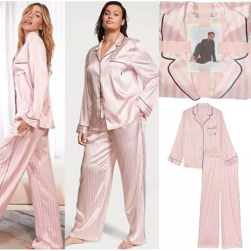 [SUMMERCLOTH] VICTORIA SECRET LONG PAJAMAS sleepwear silk satin import premium