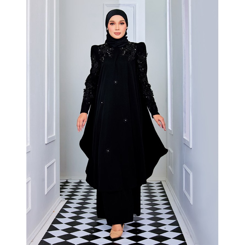 Farrera dress malaysia baju gamis mewah pesta premium warna hitam