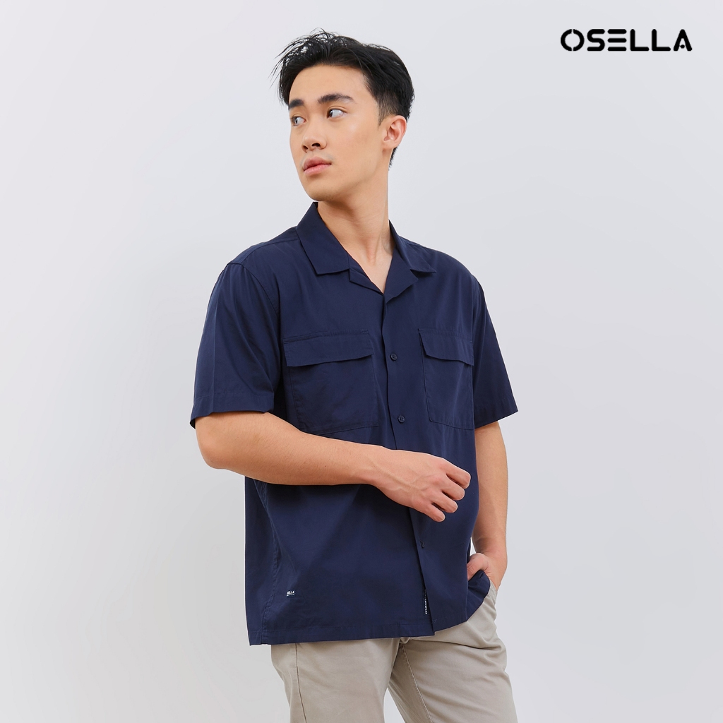 Kemeja Kerah Kuba Retro Osella 20323103 | Kemeja Pria Lengan
