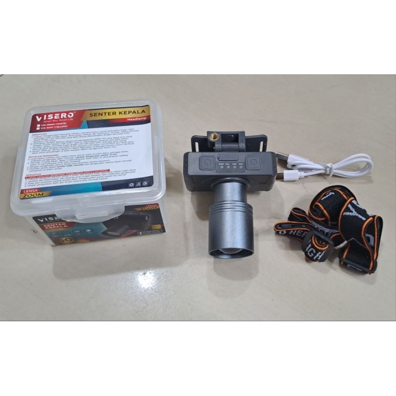 senter kepala visero zoom VHL 65 AW putih / senter kepala bisa zoom / senter kepala visero bisa zoom