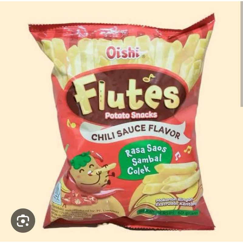 

Oishi Flutes potato snack saus sambal 60gram