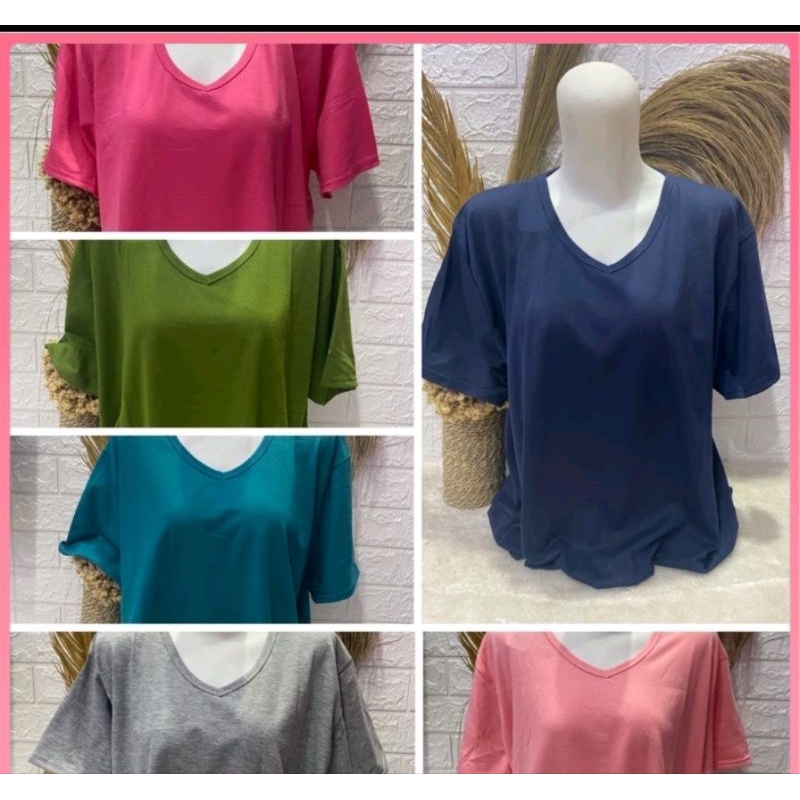 ALADINE WS T-SHIRT PREMIUM JUMBO XXL V-NECK PENDEK / KAOS POLOS BASIC V-NECK PENDEK / ATASAN WANITA 