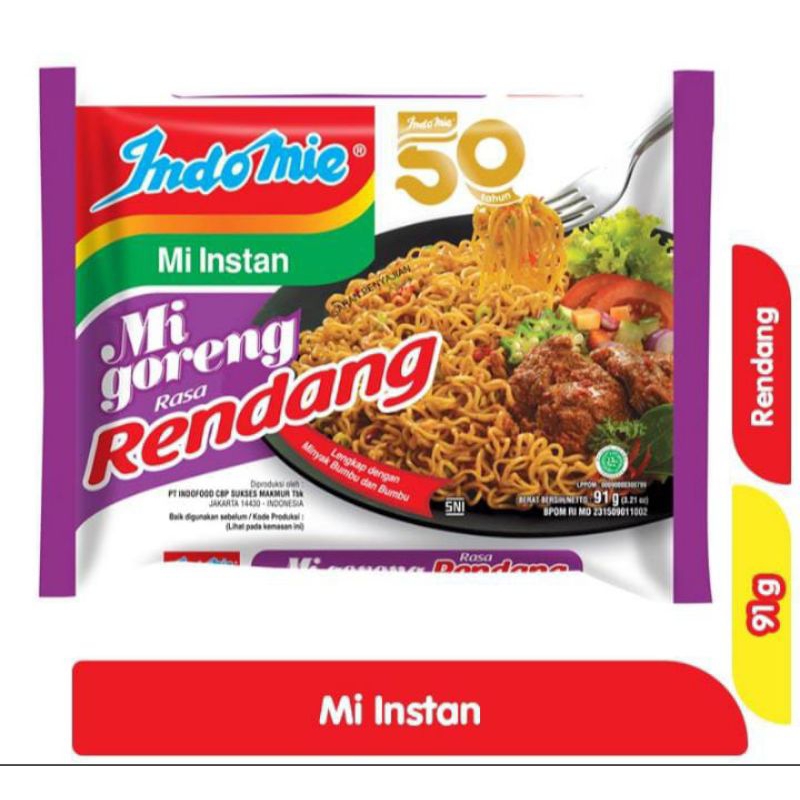 

Indomie Instan Mie Goreng Rendang 91g