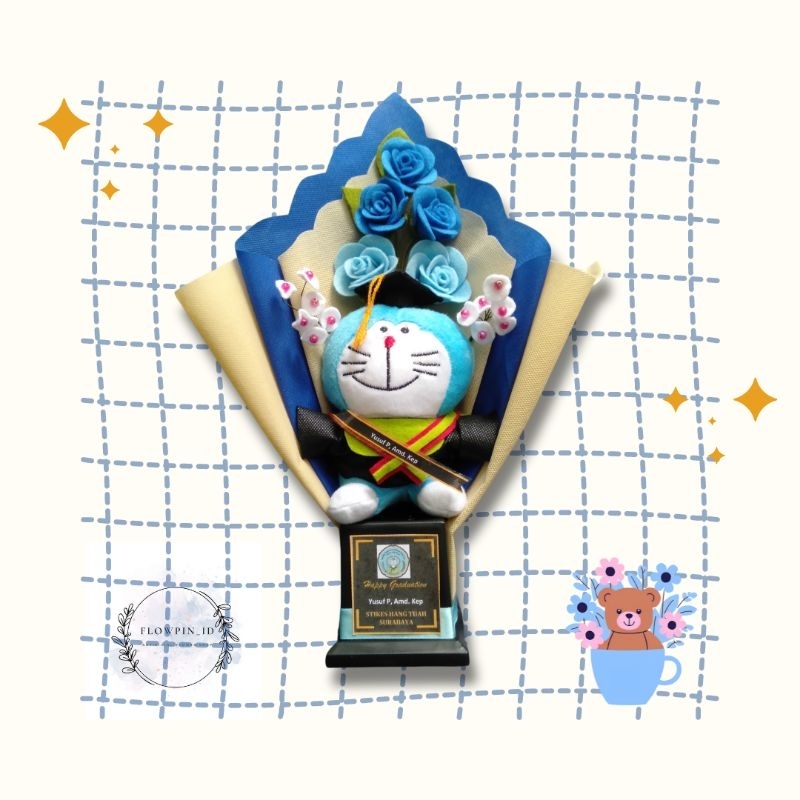 READY BUKET PIALA WISUDA / BUKET FLANEL / BUKET BUNGA FLANEL / HADIAH WISUDA / BUKET BUNGA WISUDA