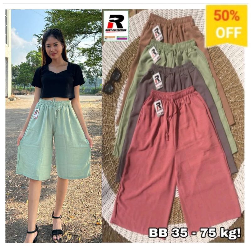 PROMO CELANA KULOT CRINGKLE PENDEK 7/8 TALI SERUT / KULOT CRINGKEL AIR FLOW PENDEK WANITA DEWASA JUM