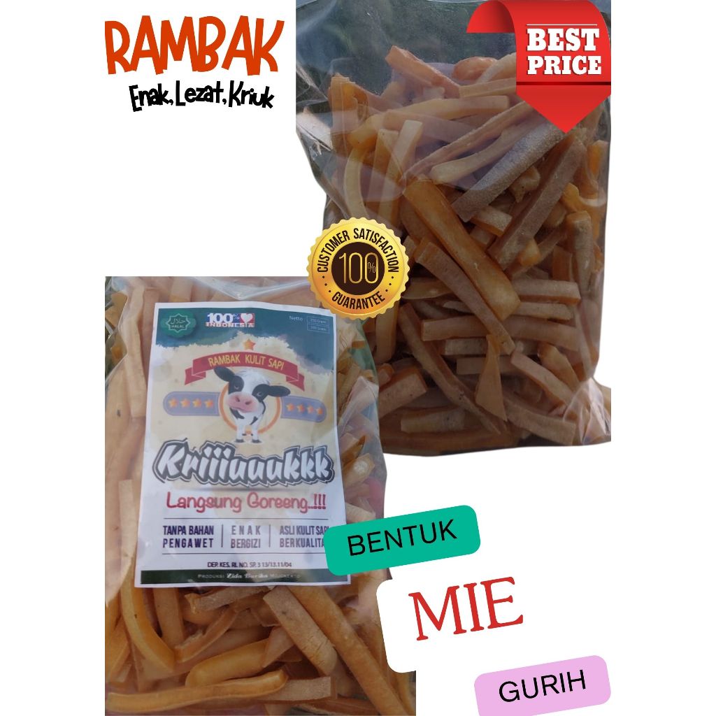 

sticker Produsen Kerupuk Rambak Kulit Sapi langsung Goreng pilihan variasi, 500 gram, 1 kilo