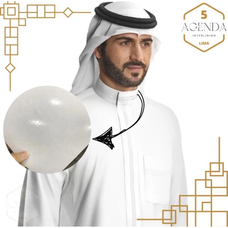 Kain Keras Lem Bulak Balik Gramasi 750 GSM Double Lem Untuk Krah Gamis Saudi