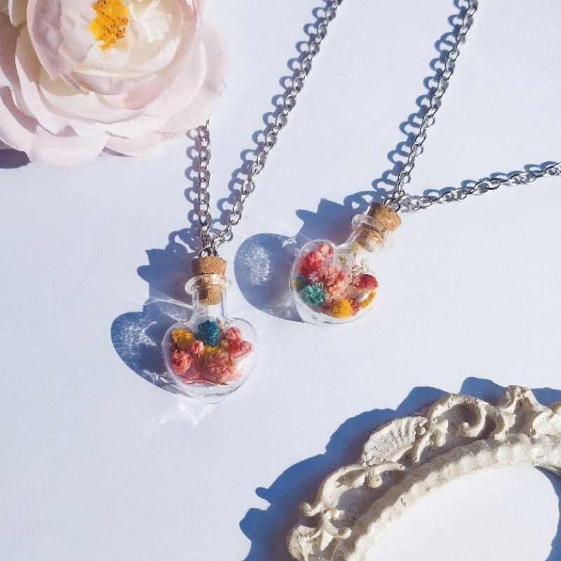 Kalung Mini Flower Garden Necklace (kalung bunga kering , kalung kaca , kalung bunga , kalung botol)