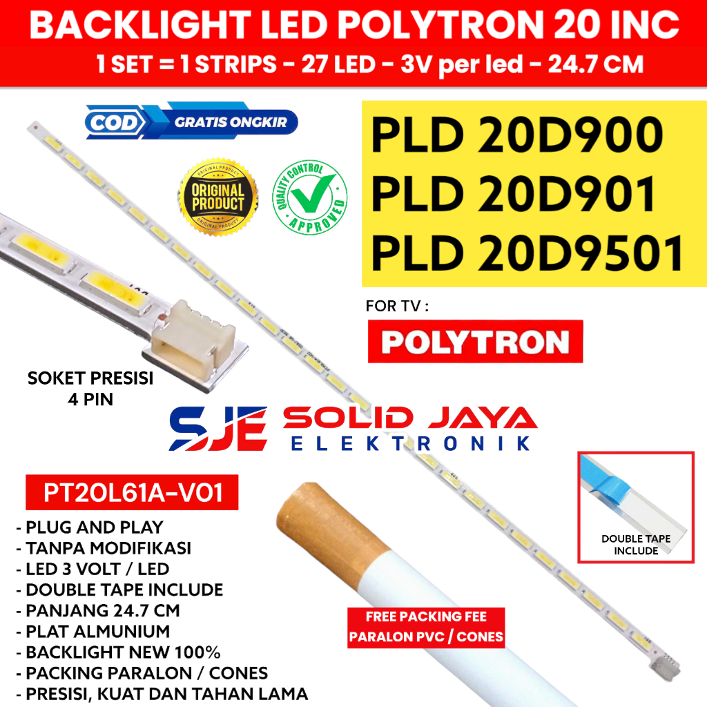 BACKLIGHT TV LED POLYTRON 2O INC PLD 20D900 20D901 20D9501 LTM200KT10 PLD20D900 PLD20D901 PLD20D9501