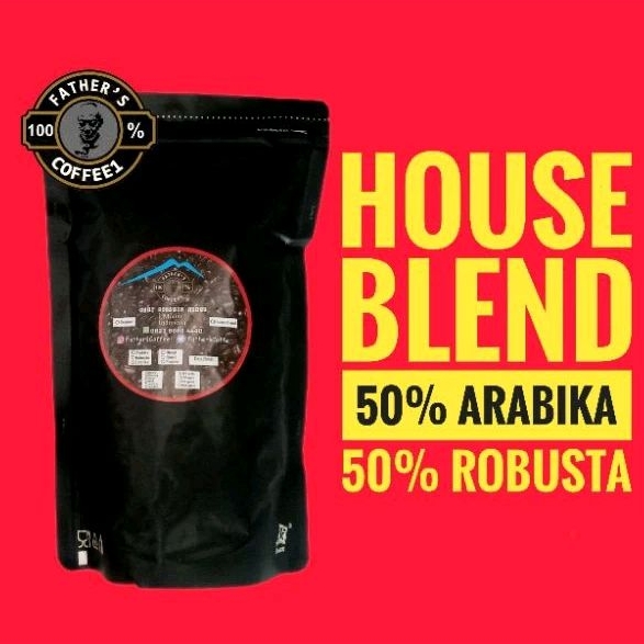 

House Blend 1 Kg Arabika 50% Robusta 50% Kopi Sangrai/Biji/Bubuk Berat 250g, 500g, 1Kg Spesial Blend Espresso, Es Kopi Susu,Tubruk. Americano, Latteart. cappucino.Termurah,Terdekat,Terlaris,Terenak.