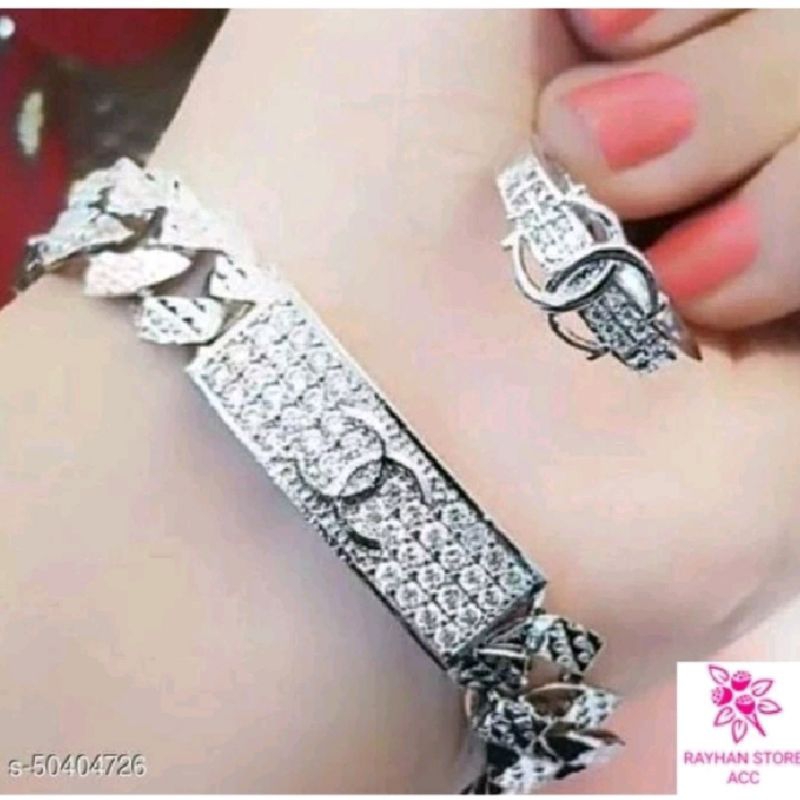 GELANG RANTAI PLAT SISIK NAGA DEWASA TITANIUM LAPIS EMAS ANTI KARAT