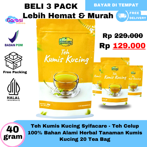 

Best Seller Paket 3 Pack Teh Kumis Kucing 100% Tanaman Kumis Kucing Herbal Alami Darah TInggi Asli