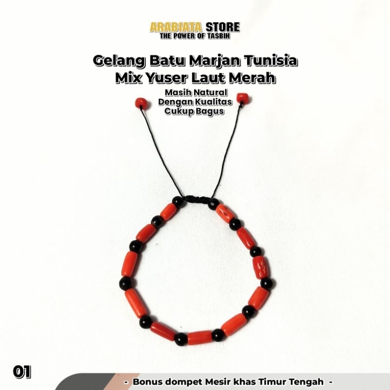 Gelang Marjan Tunisia Asli Impor Mesir mix Yuser Laut Merah