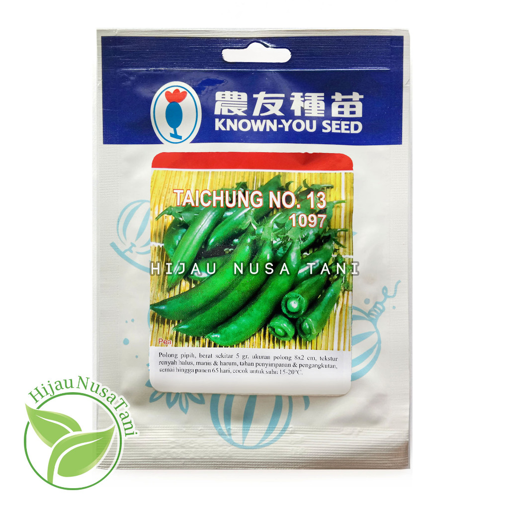 Benih Kacang Kapri TAI-CHUNG NO.13 ( 10 Gram ) KNOWN YOU SEED Kemasan Pabrik - benih kacang polong h