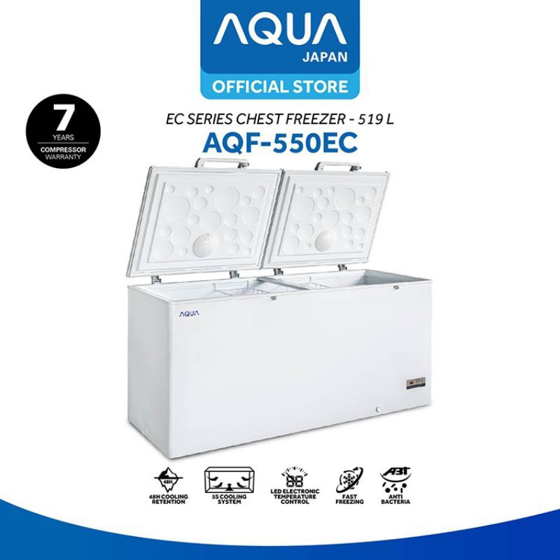 AQUA Chest Freezer Box Lemari Pembeku Anti Bakteri 519 Liter White AQF-550EC Original