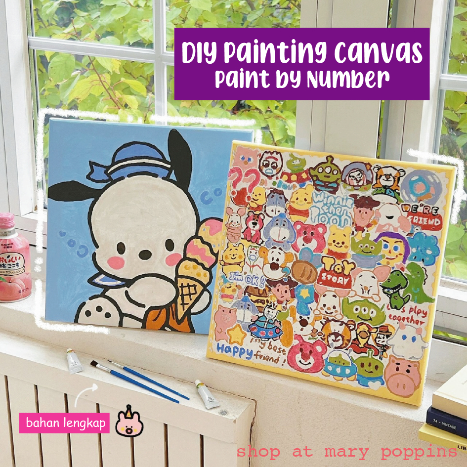 

Do It Yourself Set Painting by Number Lukisan Canvas Bentuk Persegi Motif Lucu Karakter Sanrio Termasuk Canvas, Kuas, dan Cat
