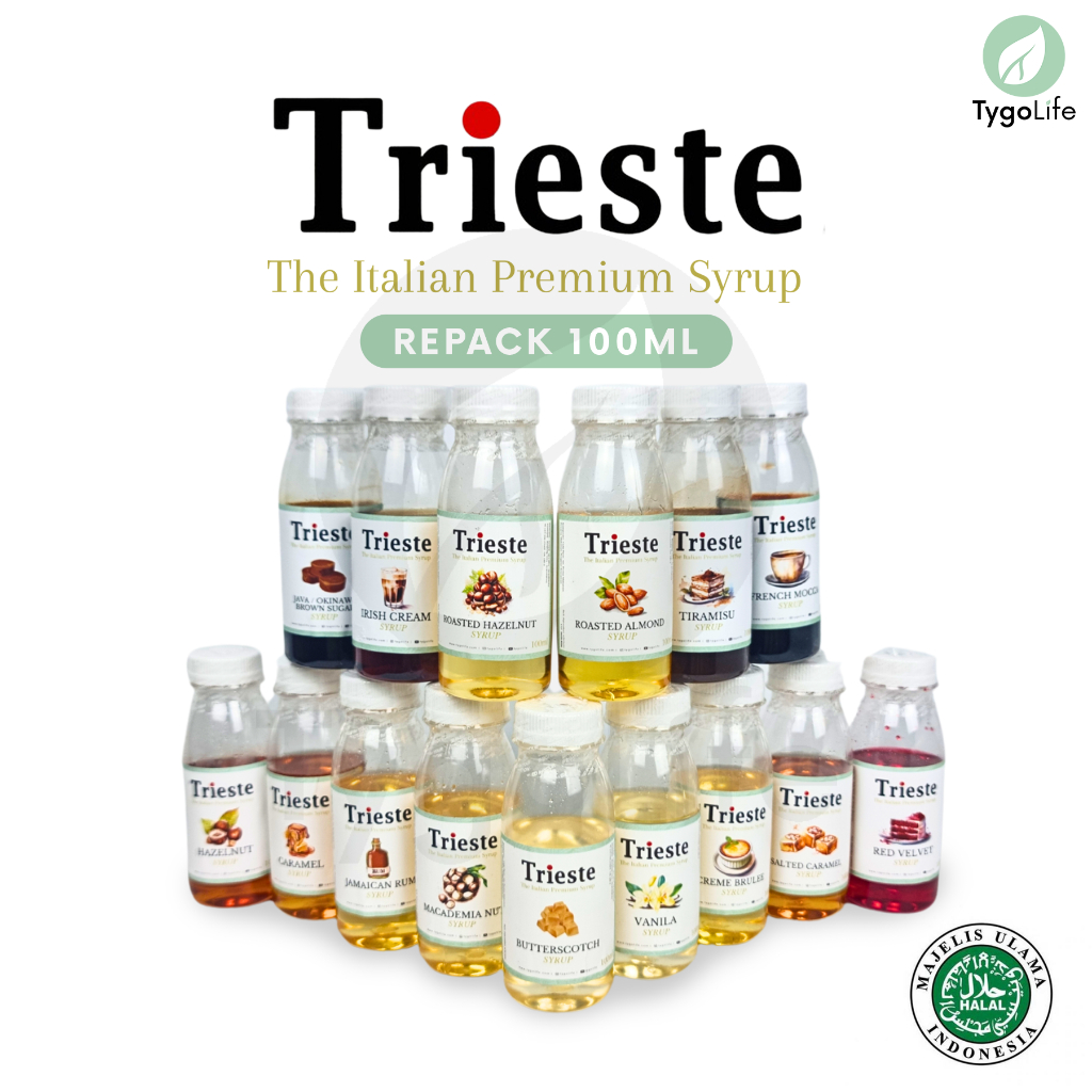 

TRIESTE SYRUP REPACK 100ML FLAVOURED SIRUP BANYAK RASA SAMPLE BY TYGO LIFE