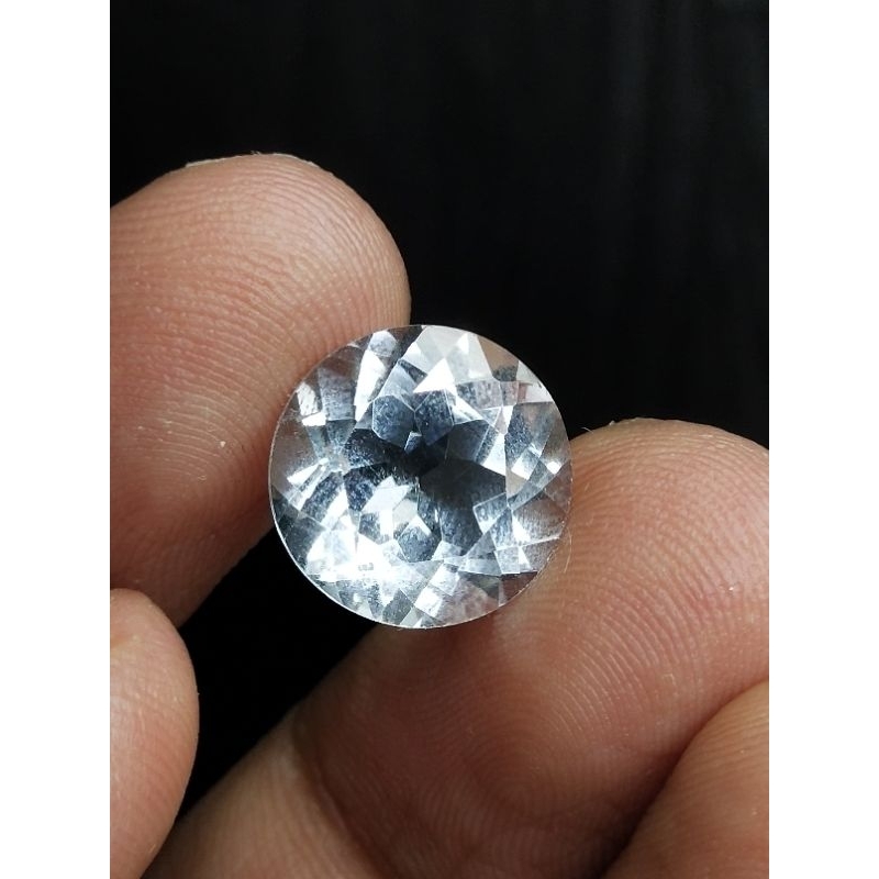 Natural Rock Crystal Quartz 12 x 12 x 8 mm 6.2 Ct Kecubung Es Kinyang Air NTD Round Cutting Clean Me