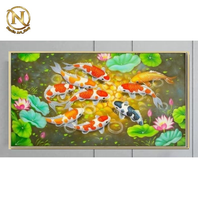 Lukisan Kanvas Koi Plus Frame