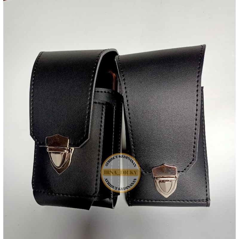 Sarung hp pinggang hitam kulit dop