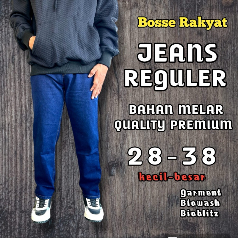 Celana Jeans Reguler fit Pria/ Jeans Jumbo Melar Panjang Reguler