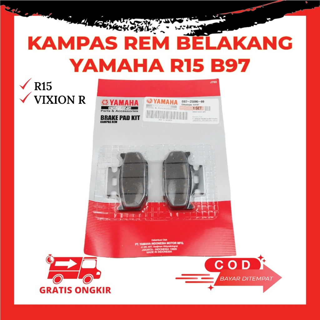 Kampas Rem Belakang Motor Yamaha R15 VIXION R - Kampas Rem Motor R15 Kode B97