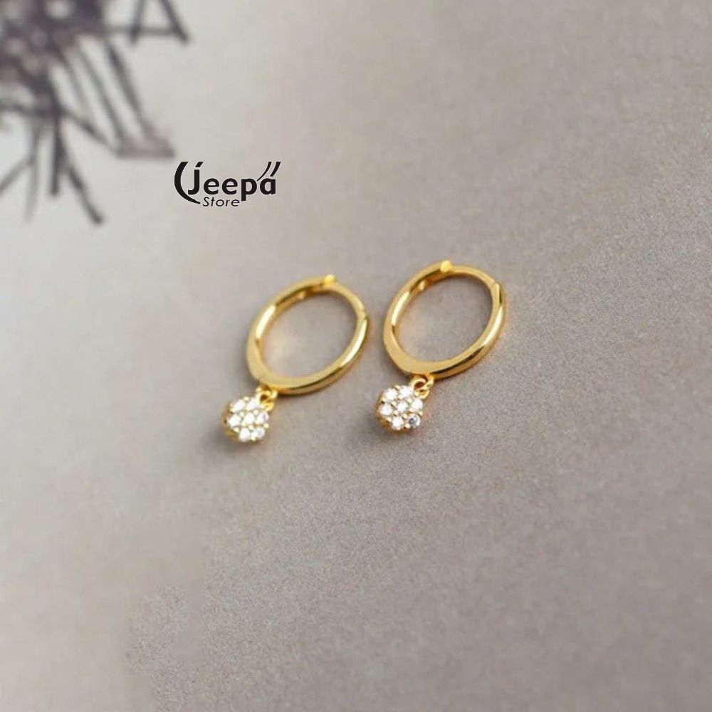 Anting Jepit 24 K Mutiara | Anting Wanita Bulat Zircon | Anting Xuping Wanita