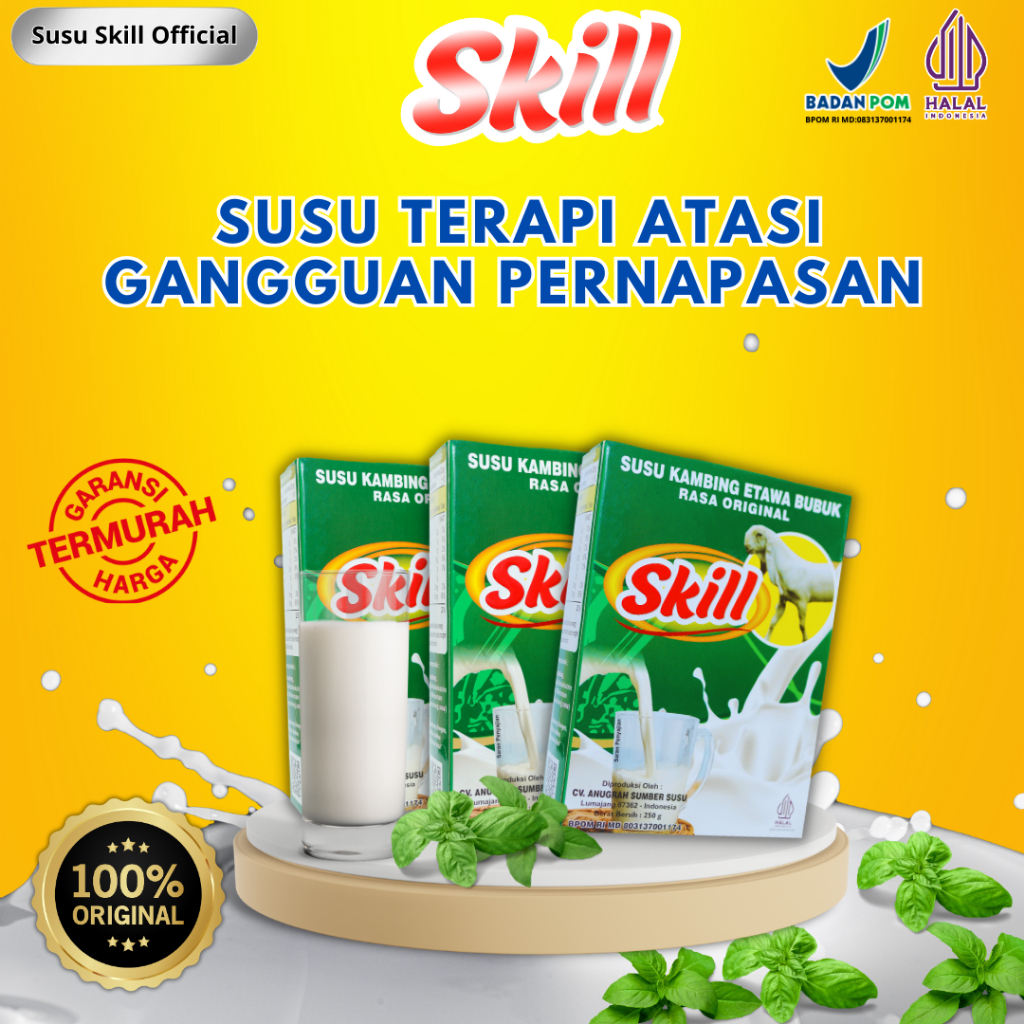 

Susu Etawa Skill - Susu Kambing Etawa Original untuk Gangguan Pernafasan 1 Box Kemasan Refill 250gr