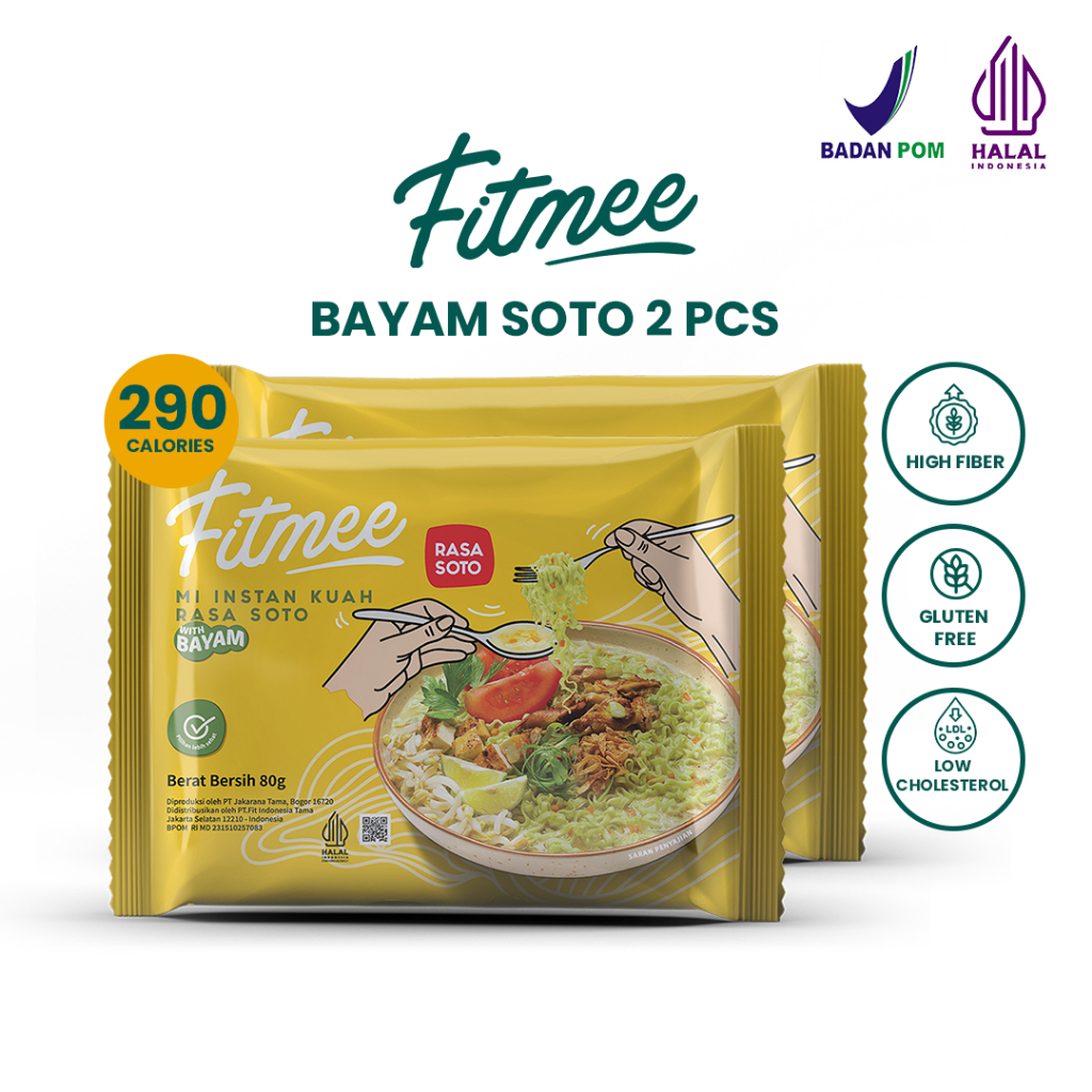 

Fitmee Mie Instan Sehat Bayam Soto 80 Gr Isi 2 Pcs