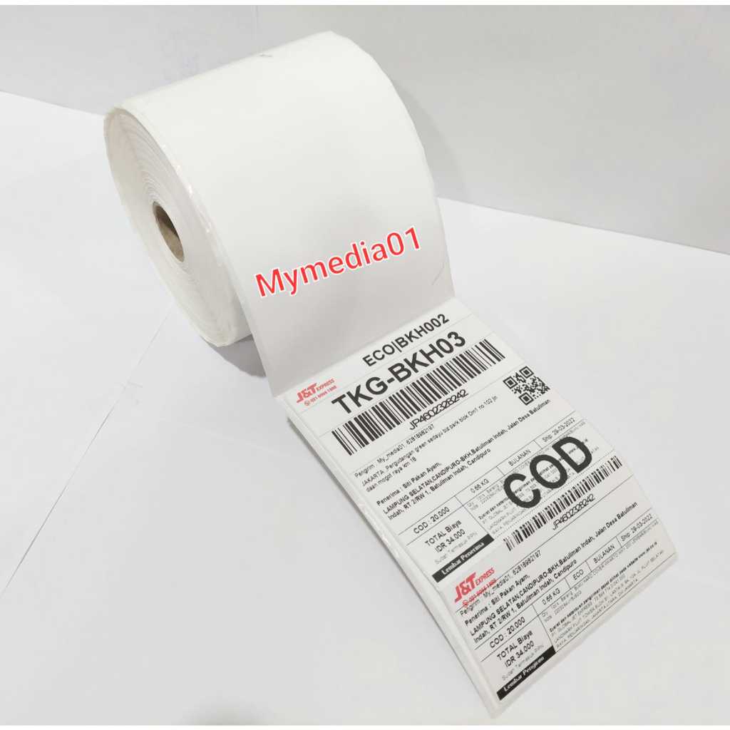 

LABEL BARCODE THERMAL 100X150mm ISI 300 LEMBAR TERMURAH