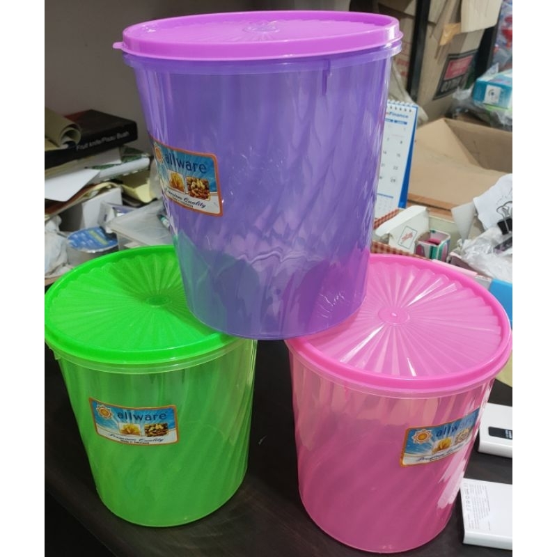 Toples Plastik 4Liter , 3 Liter Wadah Serbaguna Bulat Bening Sealware Krupuk Peyek