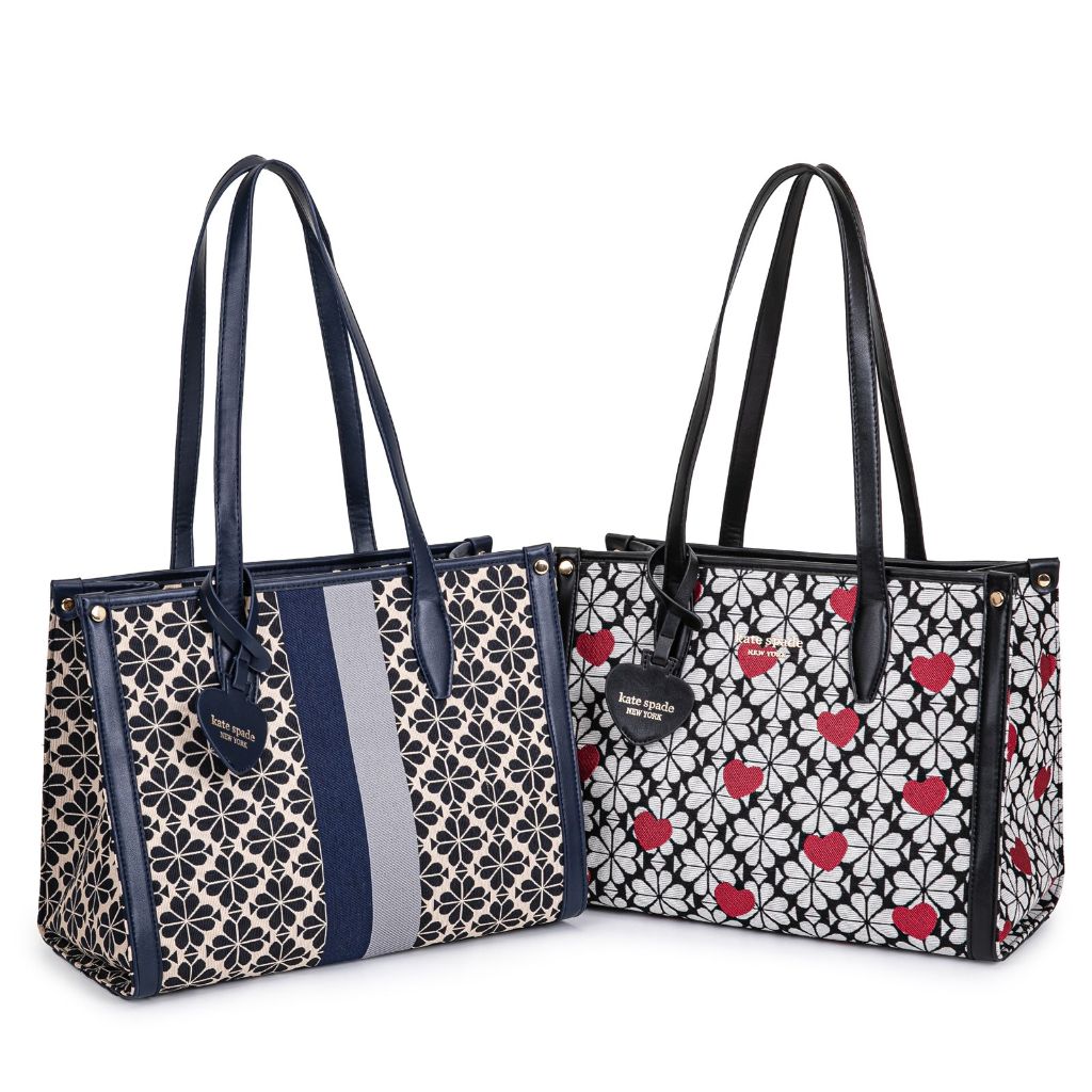 PGBAGS-TOTE BAG WANITA/TOTEBAG K@TE SPADE JACQUARD FLOWER STRIP TAS WANITA#2424